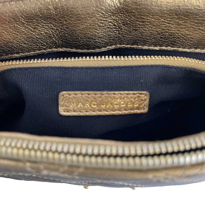 Marc Jacobs Excellent Metallic Gold Quilted Leather Flap Shoulder Bag Handbag