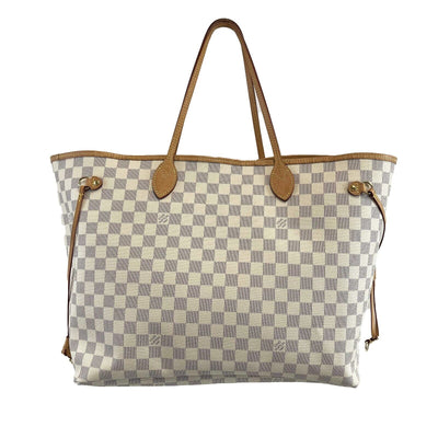 Louis Vuitton Neverfull GM Damier Azur W/Pouch White Handbag