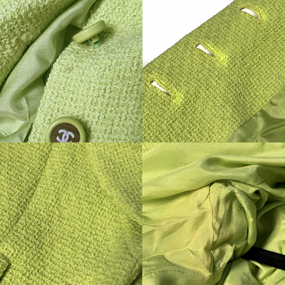 Chanel Excellent 95 blazer mirror CC buttons vintage rare Lime Green Jacket US 4