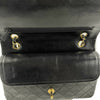CHANEL - Vintage Black / Gold CC Medium Double Flap Quilted Shoulder / Crossbody