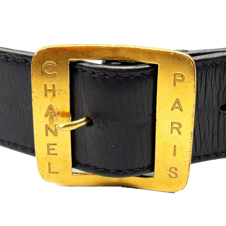 CHANEL - 03P Stamped CHANEL PARIS Leather - Black - 32 - Belt