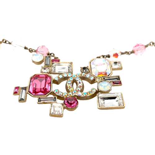CHANEL - 05P Iridescent CC Crystal and Faux Pearl Mosaic Necklace