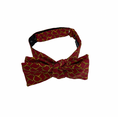 Burberry Vintage Interlocking Chain Print Red / Gold Bow Tie - Adjustable Size