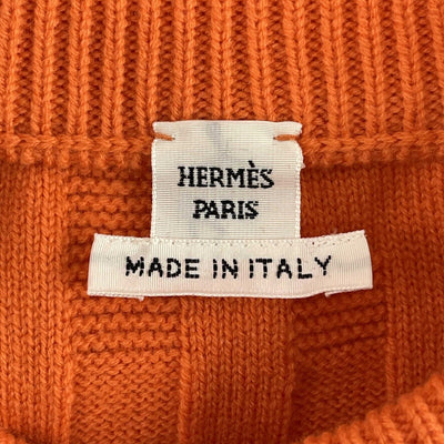 Hermes Crew Neck Wool H logo Knit Sweater Orange 34 US 2