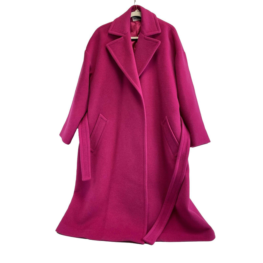 Balenciaga Excellent Hot Pink Camel Hair Wool Oversized Belt Coat 34 US 4