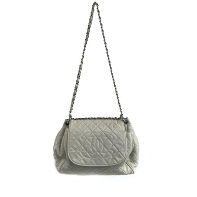 Chanel Timeless Accordion Flap Bag Quilted Caviar 09 White Handbag