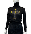 Versace Studded Crystal Gothic Cross Turtleneck Black Top 38 US 2 NEW