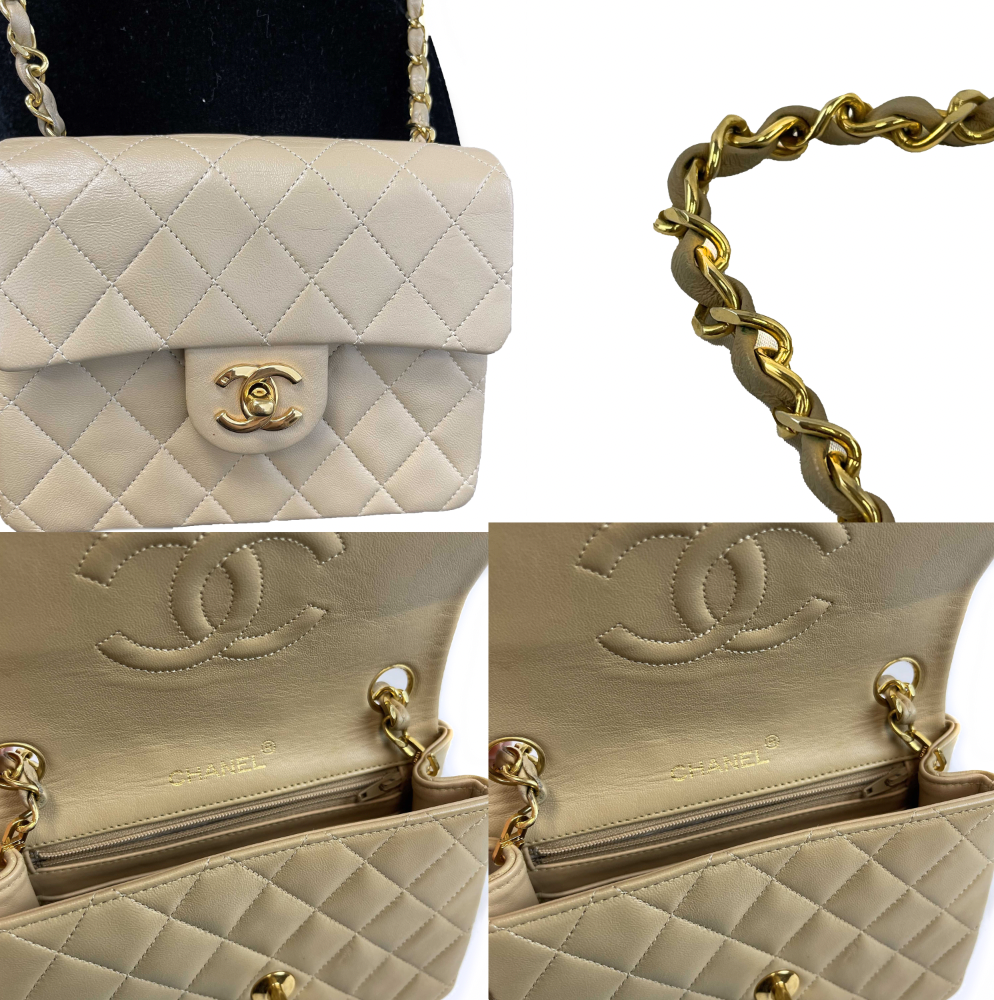 Chanel Vintage Classic Single Flap Mini Lambskin Beige Handbag Crossbo -  BougieHabit