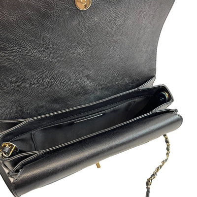 RARE Chanel Double Flap Pocket Medium CC Charm Black Handbag 2017