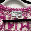 Chanel 20C Cocomark belted pink and white Cashmere knit cardigan 34 US 2 sweater