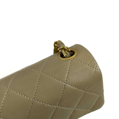 Chanel Vintage Classic Single Flap Mini Lambskin Beige Handbag Crossbody BOX