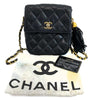 Chanel Small Square Flap Leather Vintage Gold CC Tassel Black Crossbody Handbag