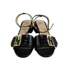 Fendi Croc Embossed Promenade Sandals Black 38 US 8 Shoes NEW With Box