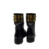 Chanel RARE Vintage Combat Boots w/Gold Plated Plaque 1990 Black FR 36 US 5.5