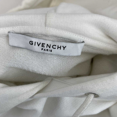 GIVENCHY - White Logo Tape - White / Black Hoodie - Size S