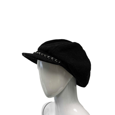Chanel Very Good Newsboy Cap Chain CC Black L Hat