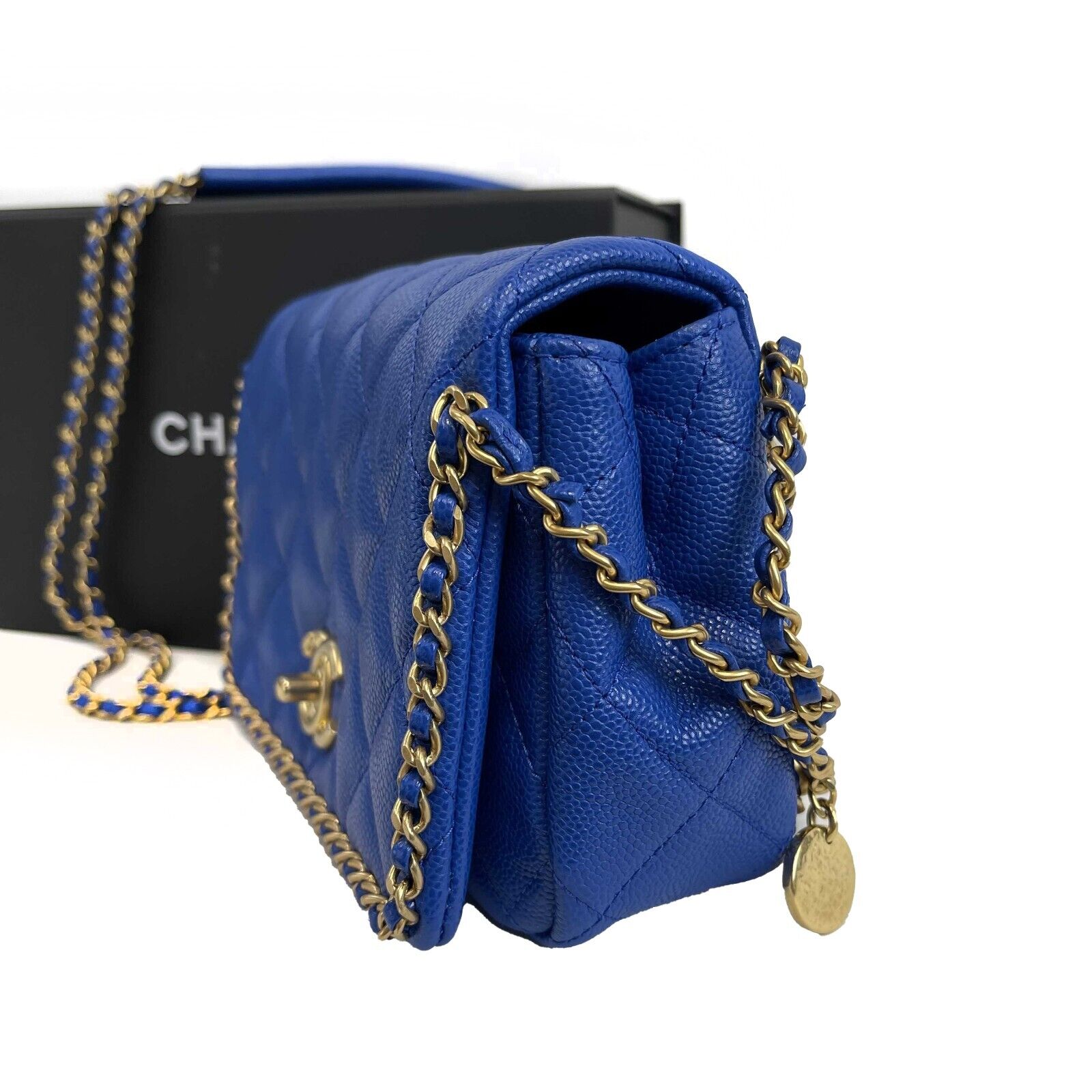 blue chanel gold bag
