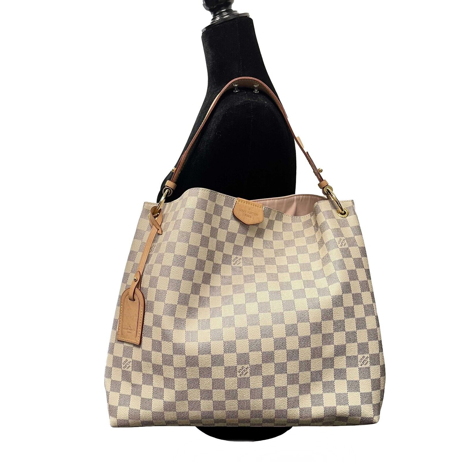 Louis Vuitton Graceful Damier Azur MM Rose Ballerine in Coated Canvas with  Gold-tone - US