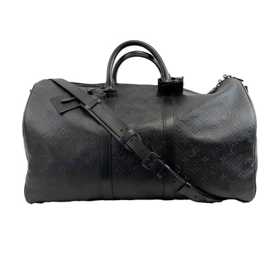 Louis Vuitton - Excellent - Keepall Bandoulière 50 - Black Duffle w/ Strap