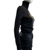 Versace Studded Crystal Gothic Cross Turtleneck Black Top 38 US 2 NEW