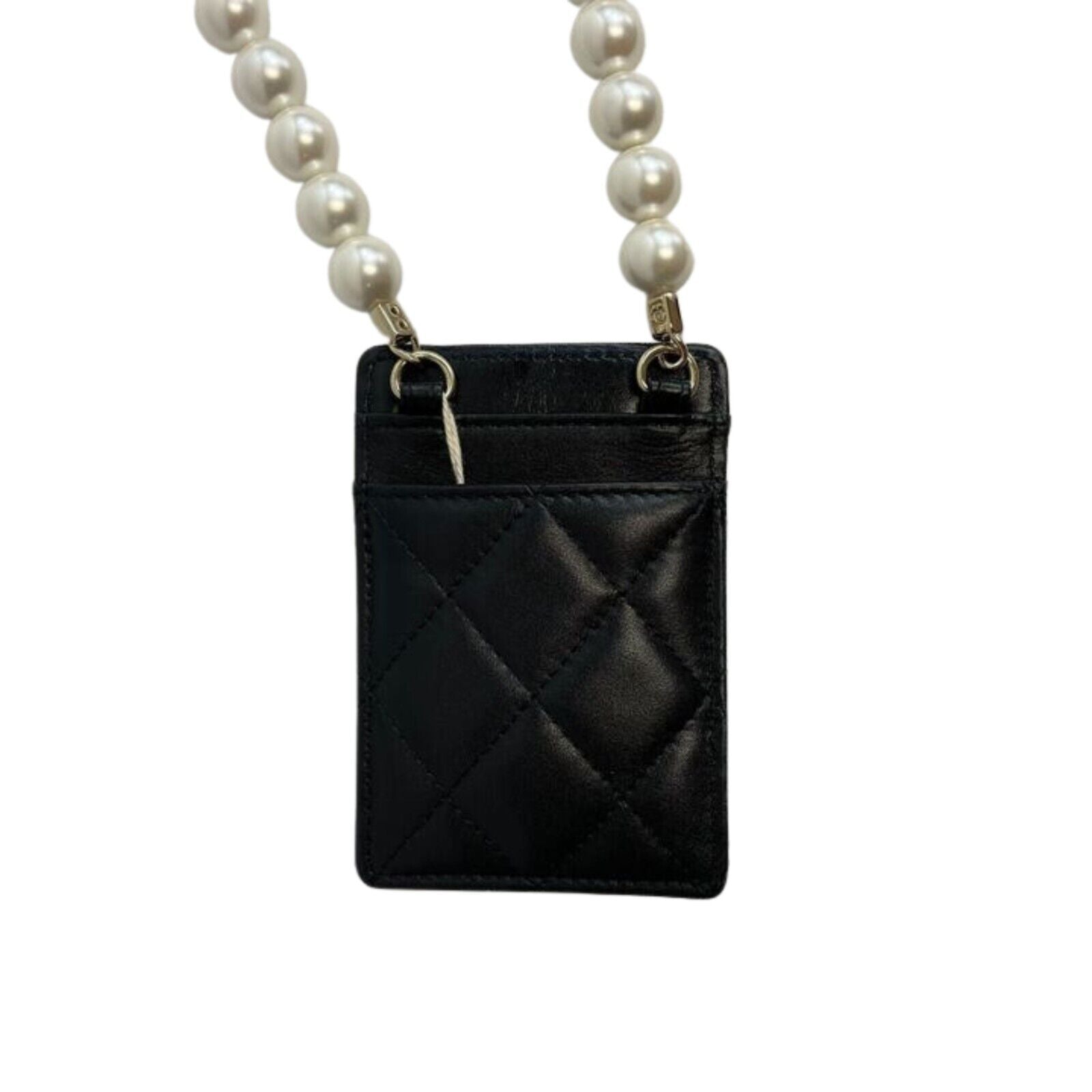 Chanel - CC Card Holder with Pearl Chain Shoulder Strap