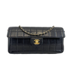 Chanel Chocolate Bar Flap East West CC Medium Black Handbag Excellent