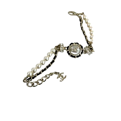 Chanel CC Faux Crystal Pearl Linked Chain Bracelet 2021 - BougieHabit