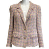 Chanel Spring 05 Tweed Trim Fringe CC Buttons 46 US 14 Pink Plaid Jacket Blazer