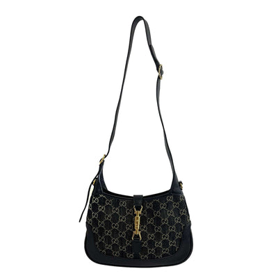GUCCI - Small Jackie handbag Denim / Beige GG Top Handle w/ Shoulder Strap