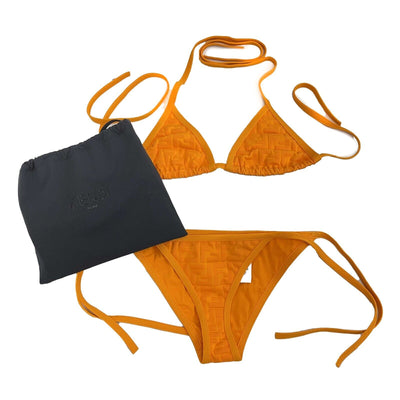 Fendi - Excellent - Orange FF Logo Triangle Bikini 38 US 6