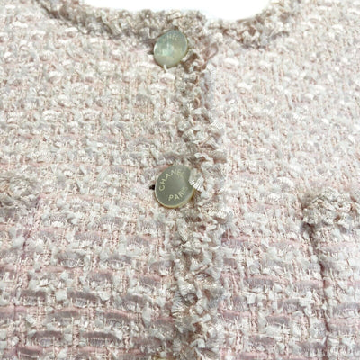 Chanel Vintage 96C Fantasy Tweed Mop CC Logo Button Size 38 US 6 Pink Jacket
