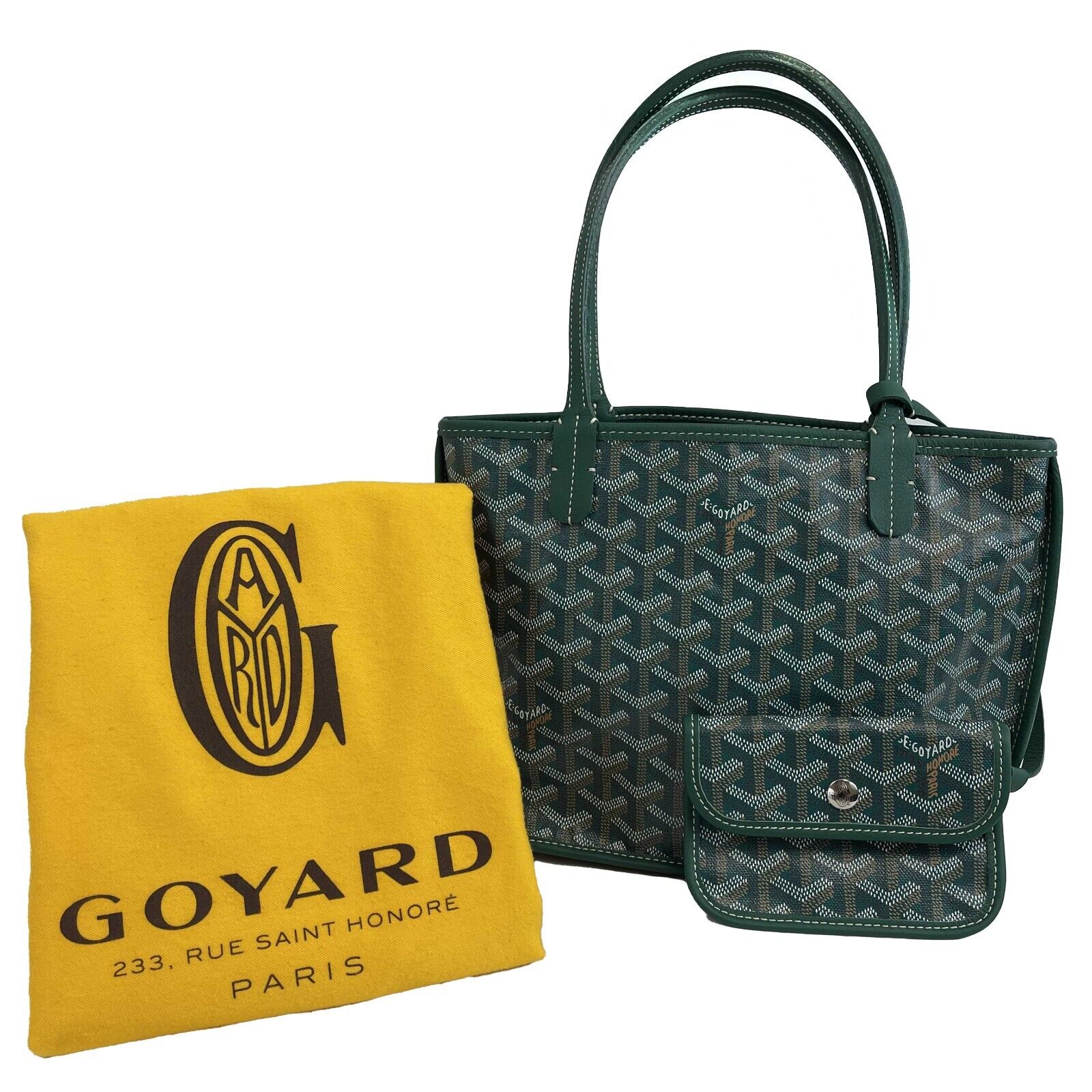Goyard Anjou Mini Hand Bag Pouch Black Purse Reversible Woman Auth