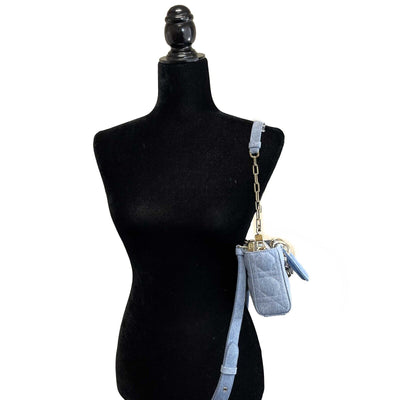 Christian Dior NEW Macrocannage Lady D-Joy Quilt Denim Blue Light Blue Crossbody