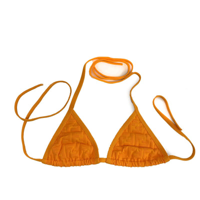 Fendi - Excellent - Orange FF Logo Triangle Bikini 38 US 6