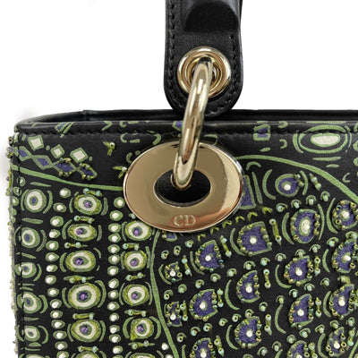 Christian Dior Medium Embroidered Animals Lady Dior Black, Green Purple handbag