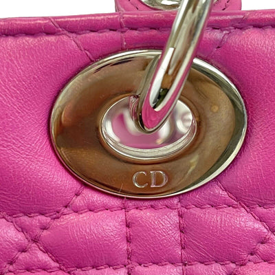 Christian Dior Lady Dior Cannage Medium Rani Pink Top Handle Shoulder Strap