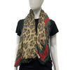 Gucci - Leopard Print Scarf - Frayed Edged - Brown, Black, Red, Green - OS