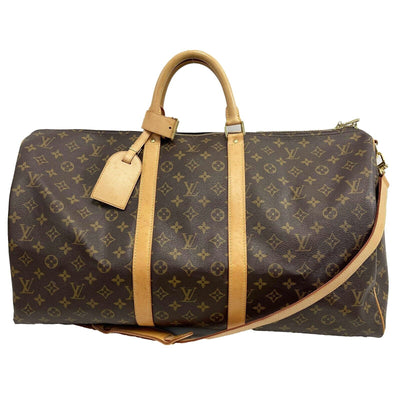 Louis Vuitton Keepall Bandoulière 55 Monogram Canvas Brown Good Duffle Bag