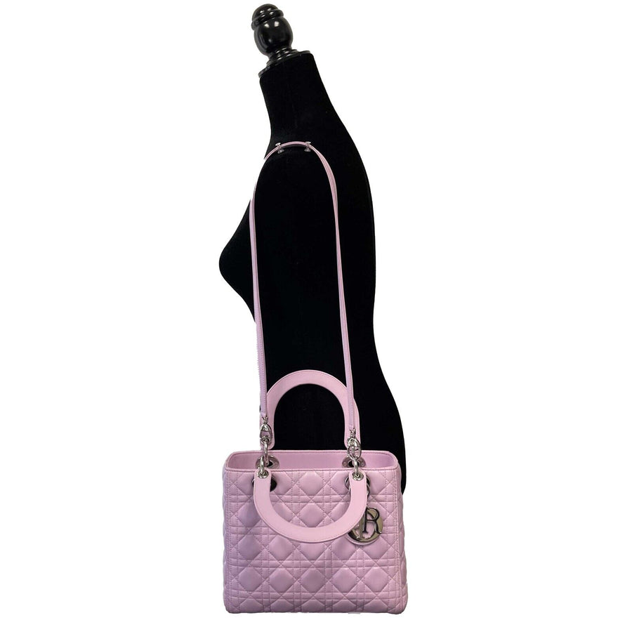 Christian Dior - Lady Dior Medium Cannage Leather - Antique Pink Handle w/ Strap