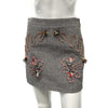 Stella McCartney Wool Mini Grey Tweed Embroidered Mini Skirt 38 US 4-6 Small