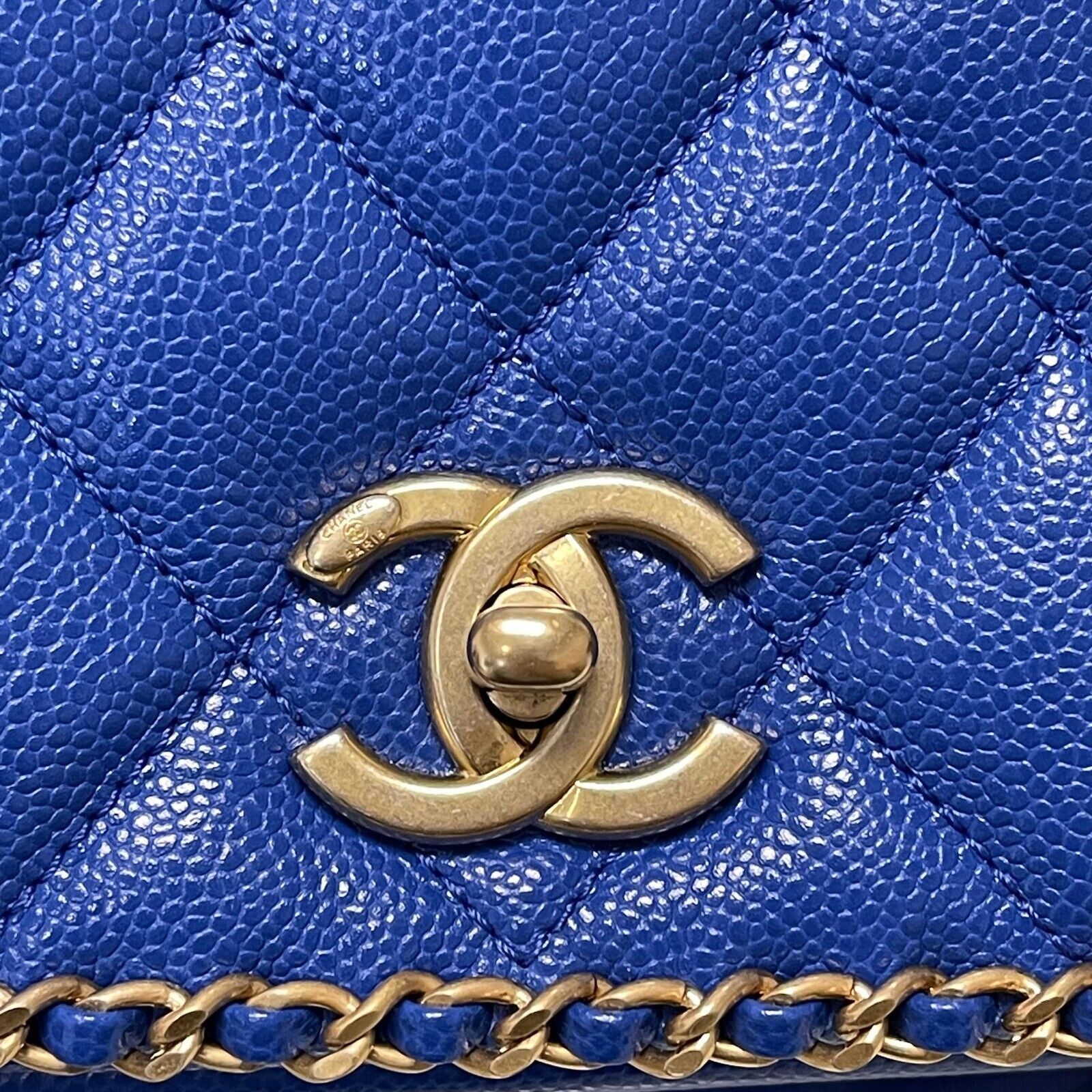 blue chanel wallet on chain caviar
