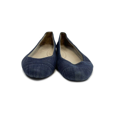 CHANEL Denim Ballet Flats Blue 36.5 Shoes US 6.5