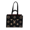 Louis Vuitton - NEW - On the go MM - Black/Beige Embossed Leather Tote w/ Strap