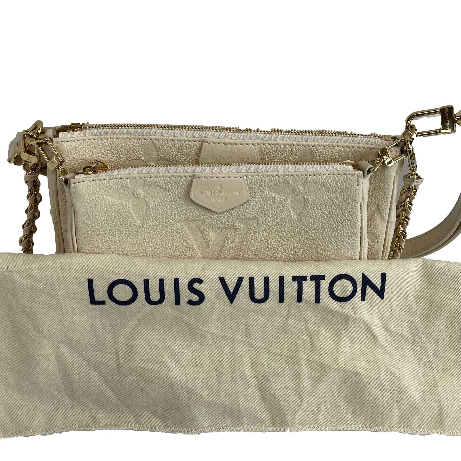 Louis Vuitton - NEW Cream Giant Monogram Empreinte Multi Pochette Acce -  BougieHabit