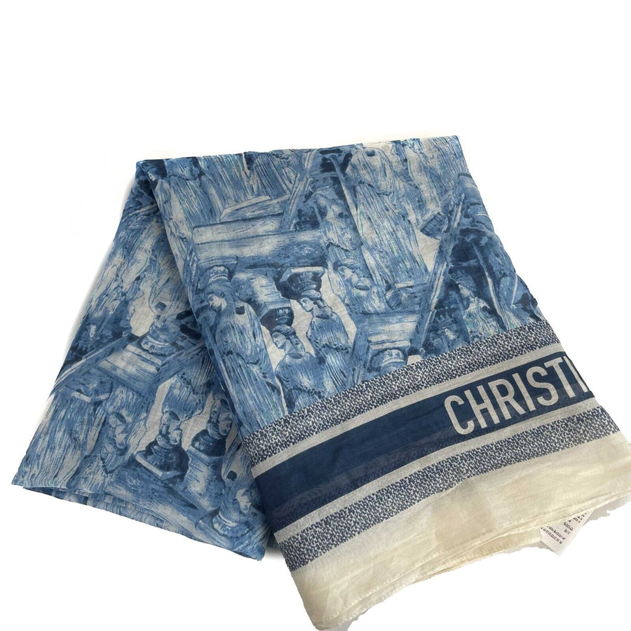 Christian Dior - Blue / White Greek Statue Ltd Edition Cruise '22 Cotton Scarf