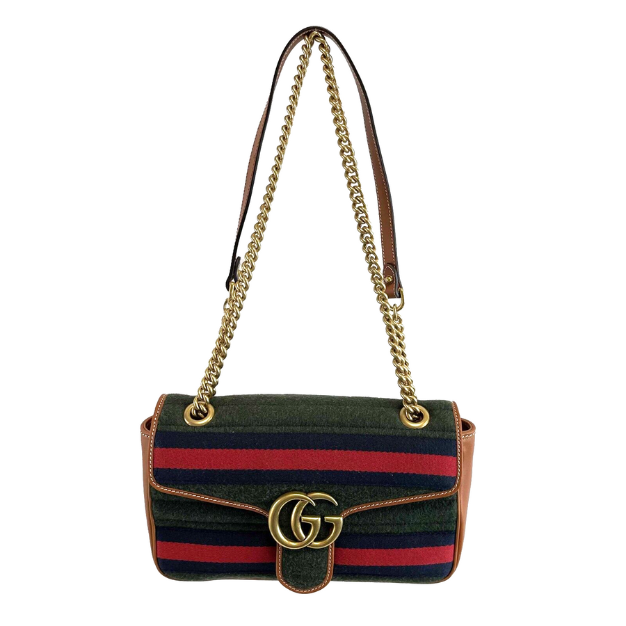 Gucci Matelasse Horizontal Small GG Marmont Dark Green Handbag