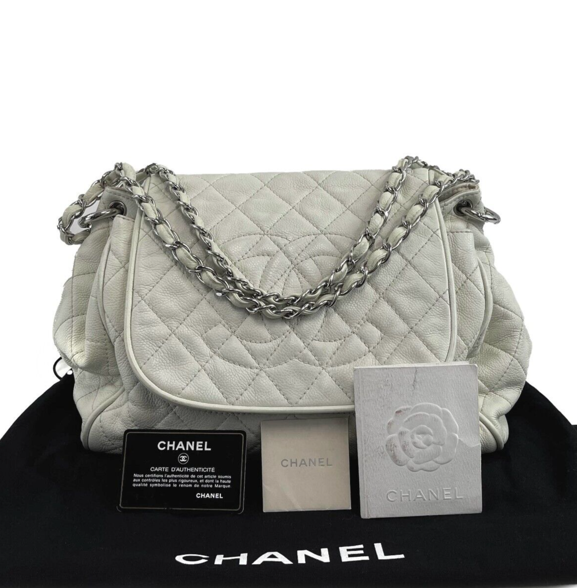 Buy Chanel Timeless CC Chain Pochette Quilted Caviar Gray 1602201