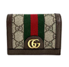 Gucci Excellent Ophidia Flap Card Case GG Supreme Coin Purse Beige Ebony