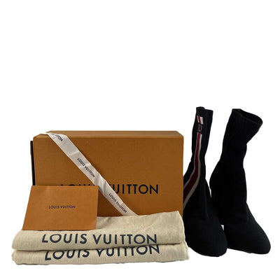 Louis Vuitton Stretch Fabric Silhouette Stripe Ankle Boots Black 36.5 US 6 Shoes
