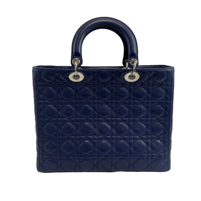 Christian Dior Lady Dior Lambskin Cannage Large Dark Blue Crossbody Bag